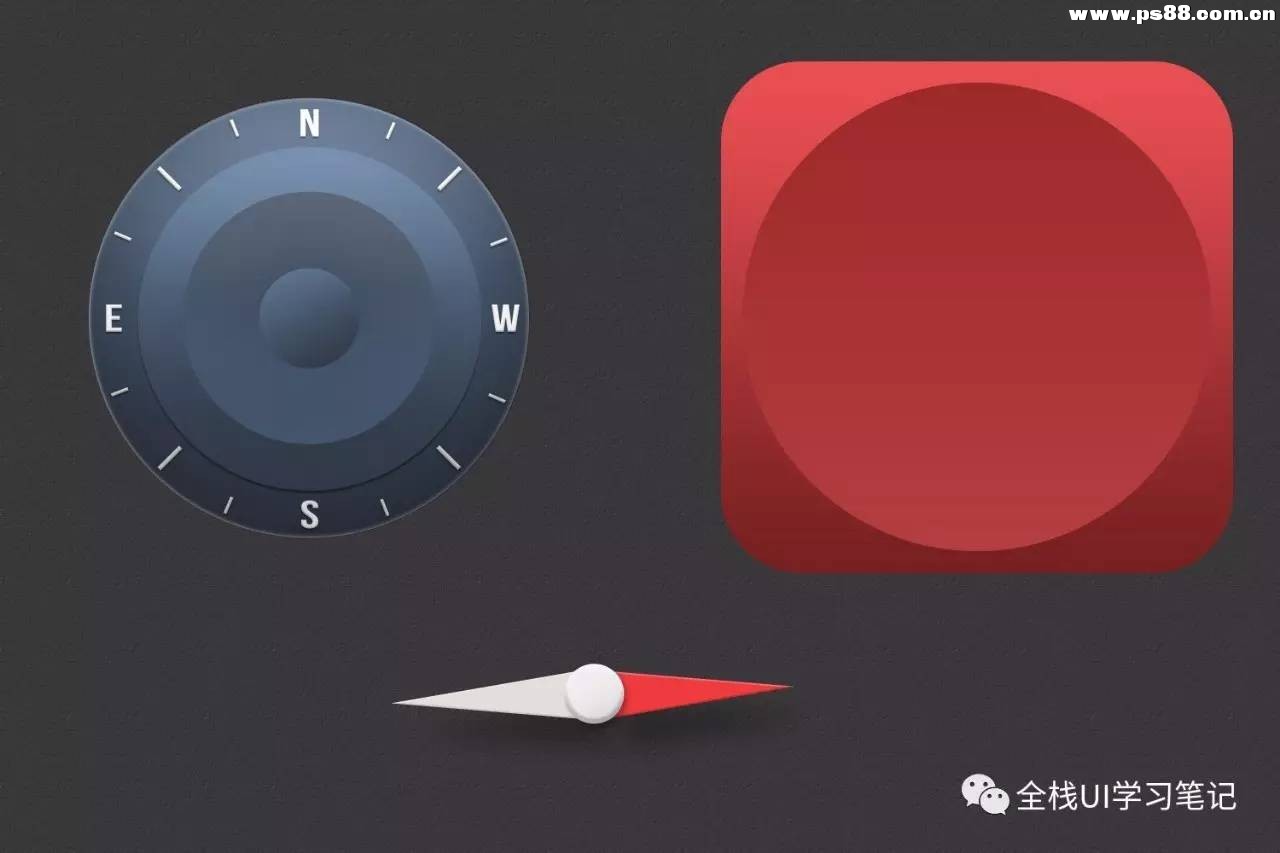 Photoshop绘制红色主题的指南针图标教程,PS教程,
