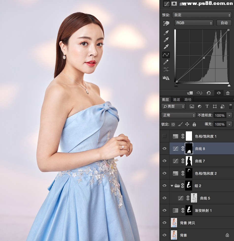 Photoshop给曝光不足的美女人像美白美肤,PS教程,